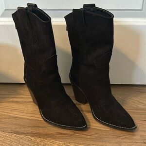 Western Mae Black Boots-Just Fab